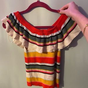 Colorful ruffle billabong top